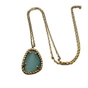 925 Italy Sterling Silver Necklace Beautiful Aqua Color Stone Pendant Size 12mm